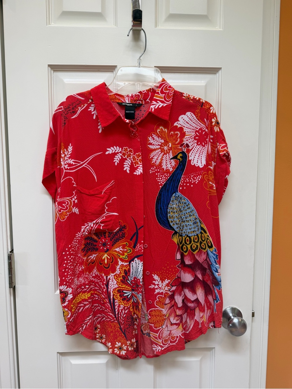 Desigual Red Floral Button-Up Shirt